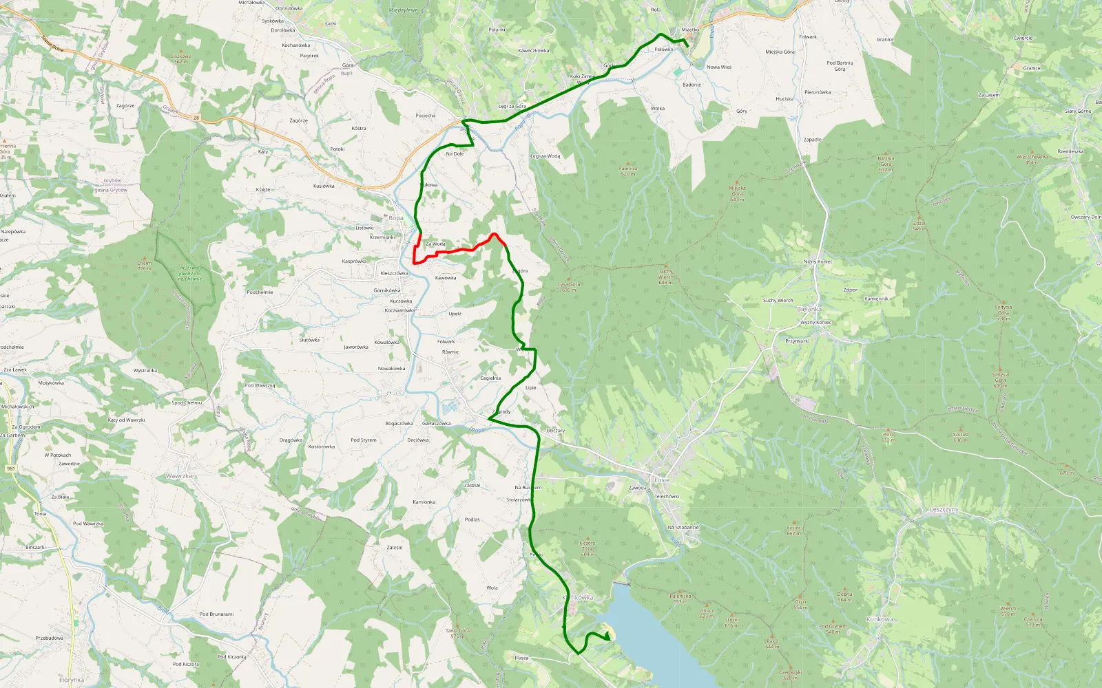 Map of TORF2023 trasa 5 powrót skansen - 5.3 km offroad trail, Gorlice County
