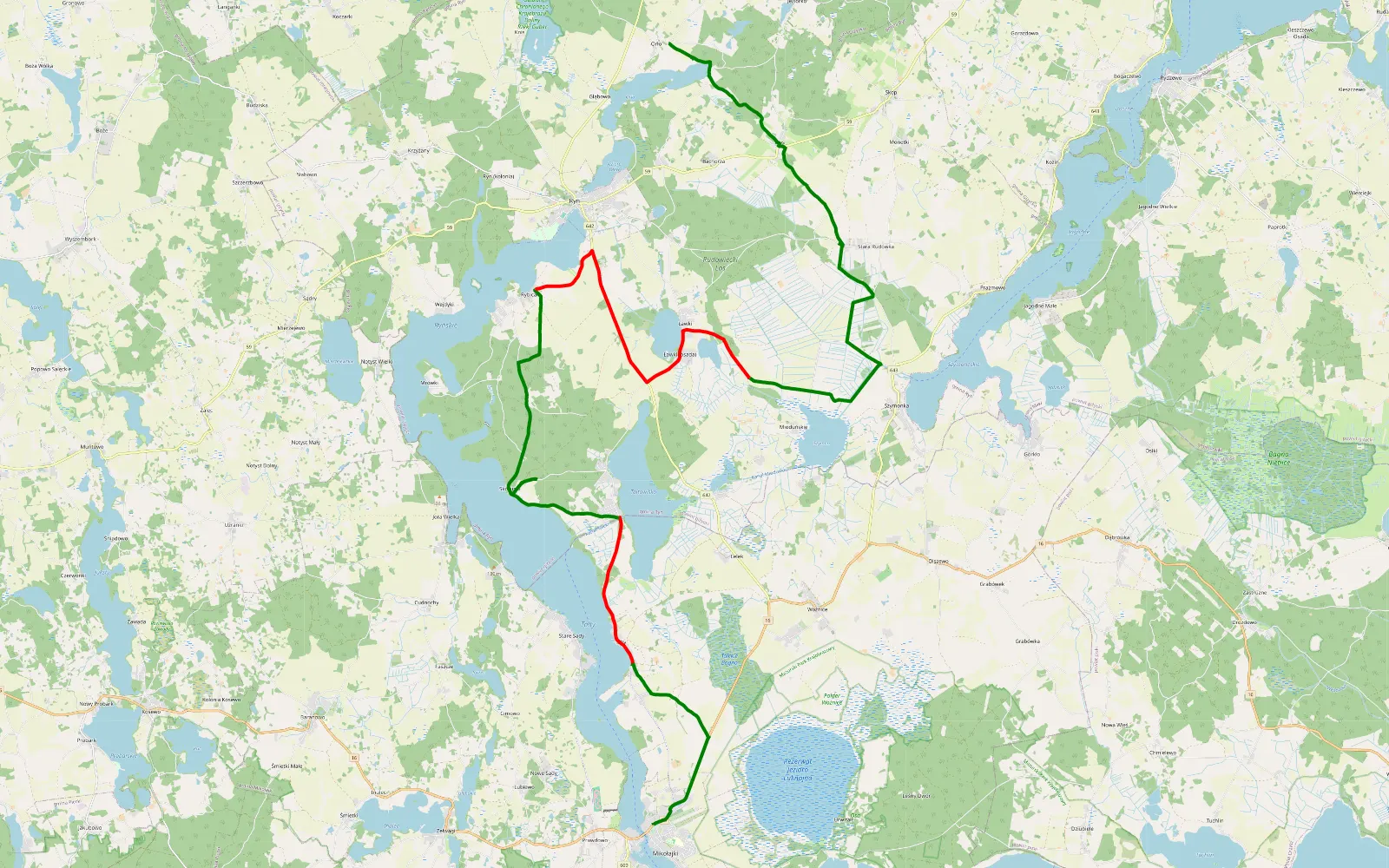 Map of Mikołajki - Orło pierwszy wyjazd - 40.6 km offroad trail, Giżycko County
