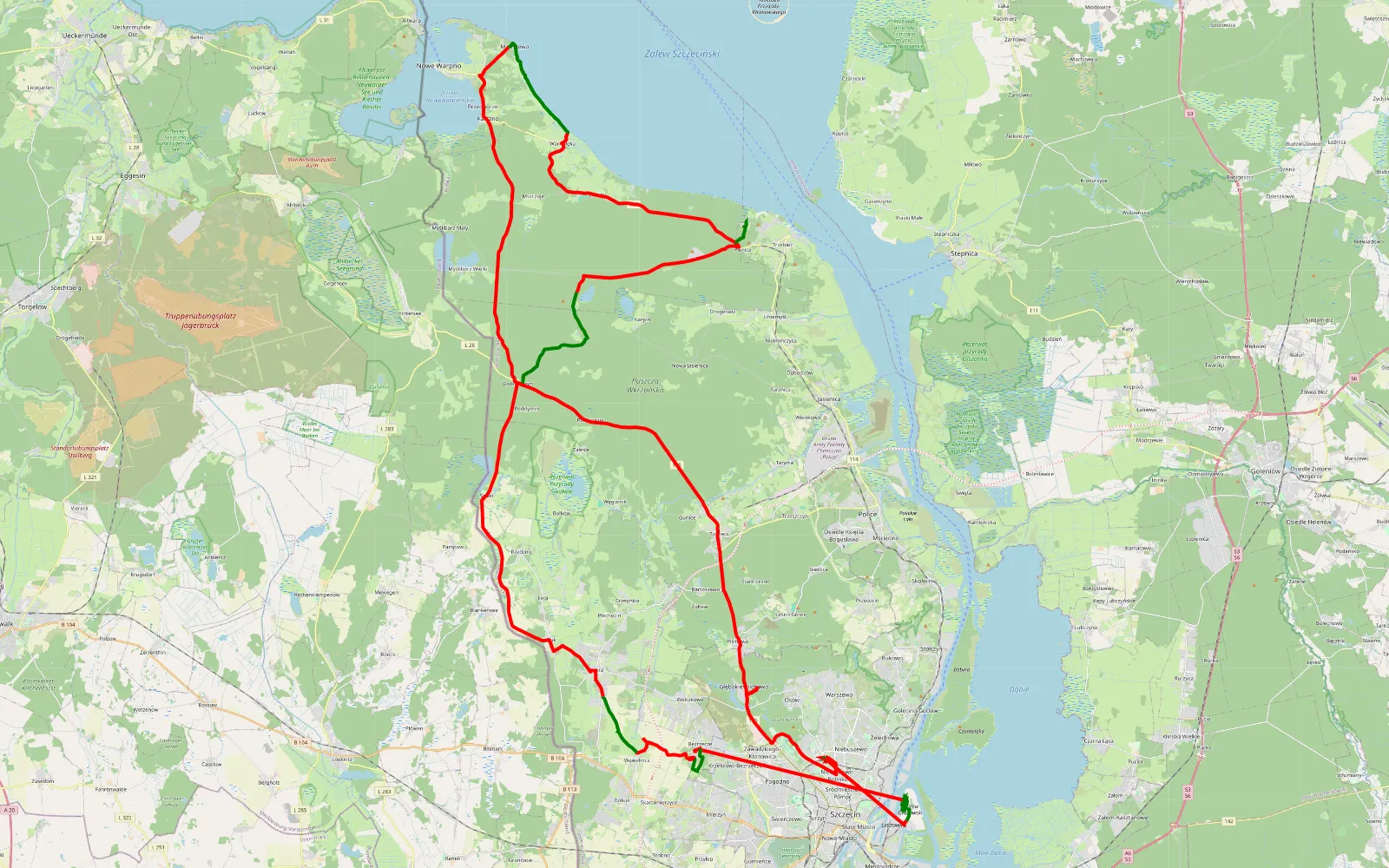 Map of Gołańcz - 128.5 km offroad trail, Police County