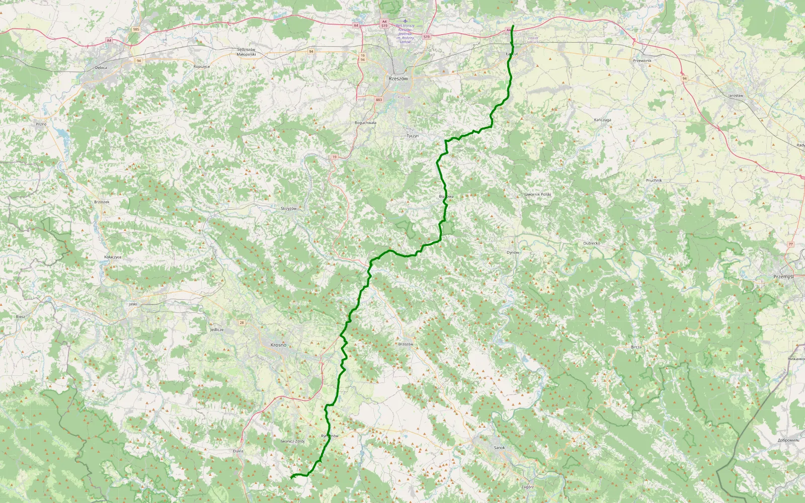 Map of Niski majowy - 1.2 km offroad trail, Krosno County