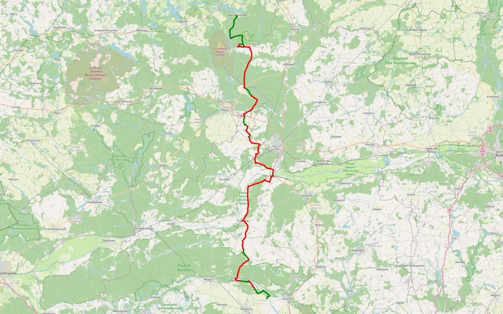 Map of Niemieczkowo - Borne Sulinowo Monka i Radek - 154.2 km offroad trail, Piła County