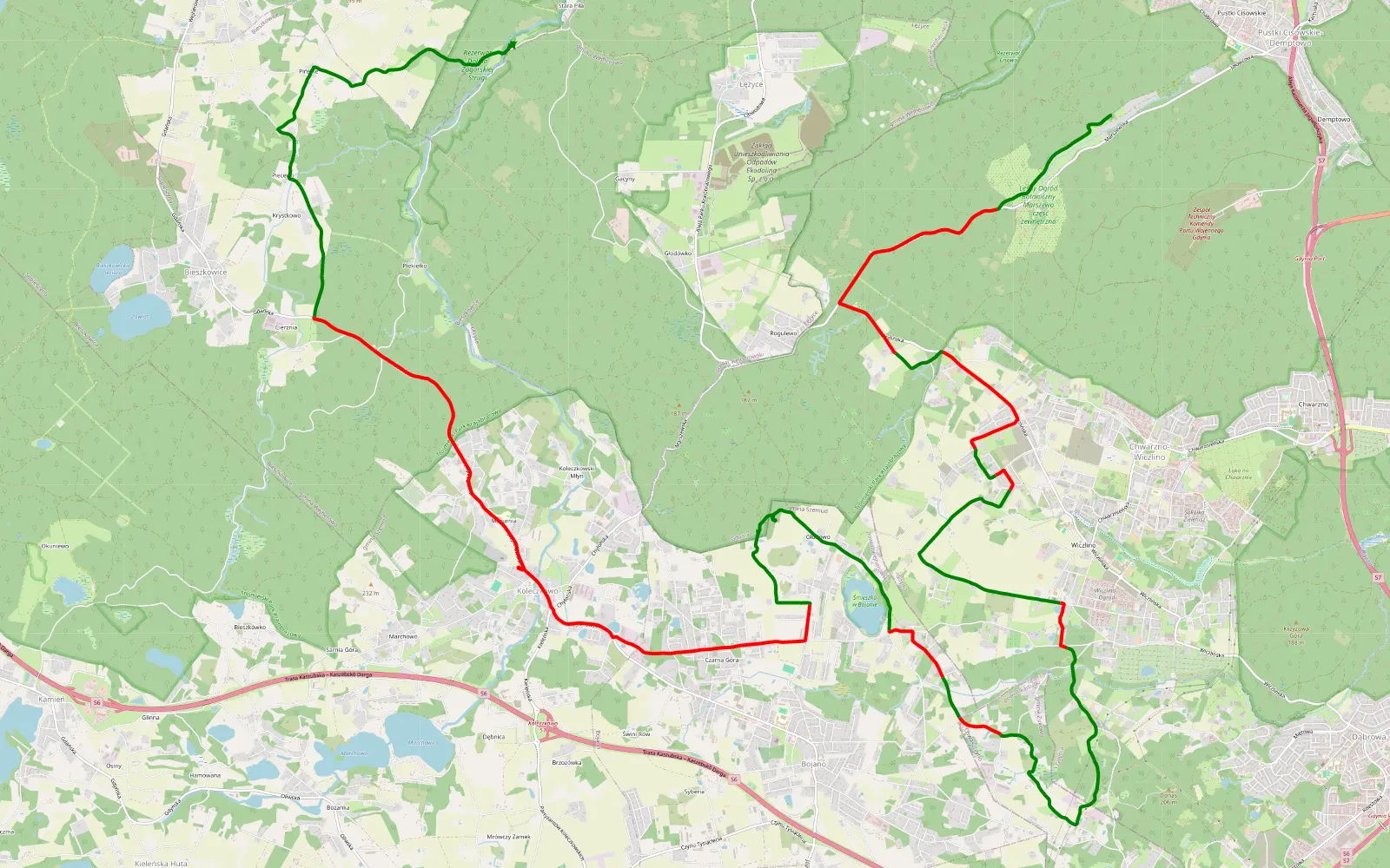 Mapa trasy Niedzielny wypad - 30.8 km trasy offroad, Powiat Wejherowski