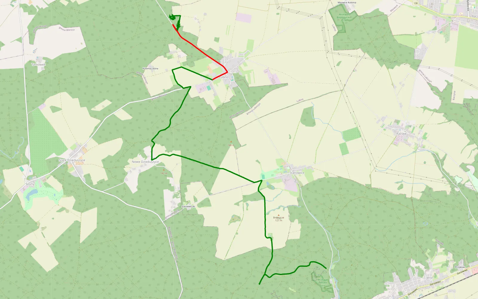 Map of Bogdaniec - Czuchla - 17.2 km offroad trail, Gorzów County