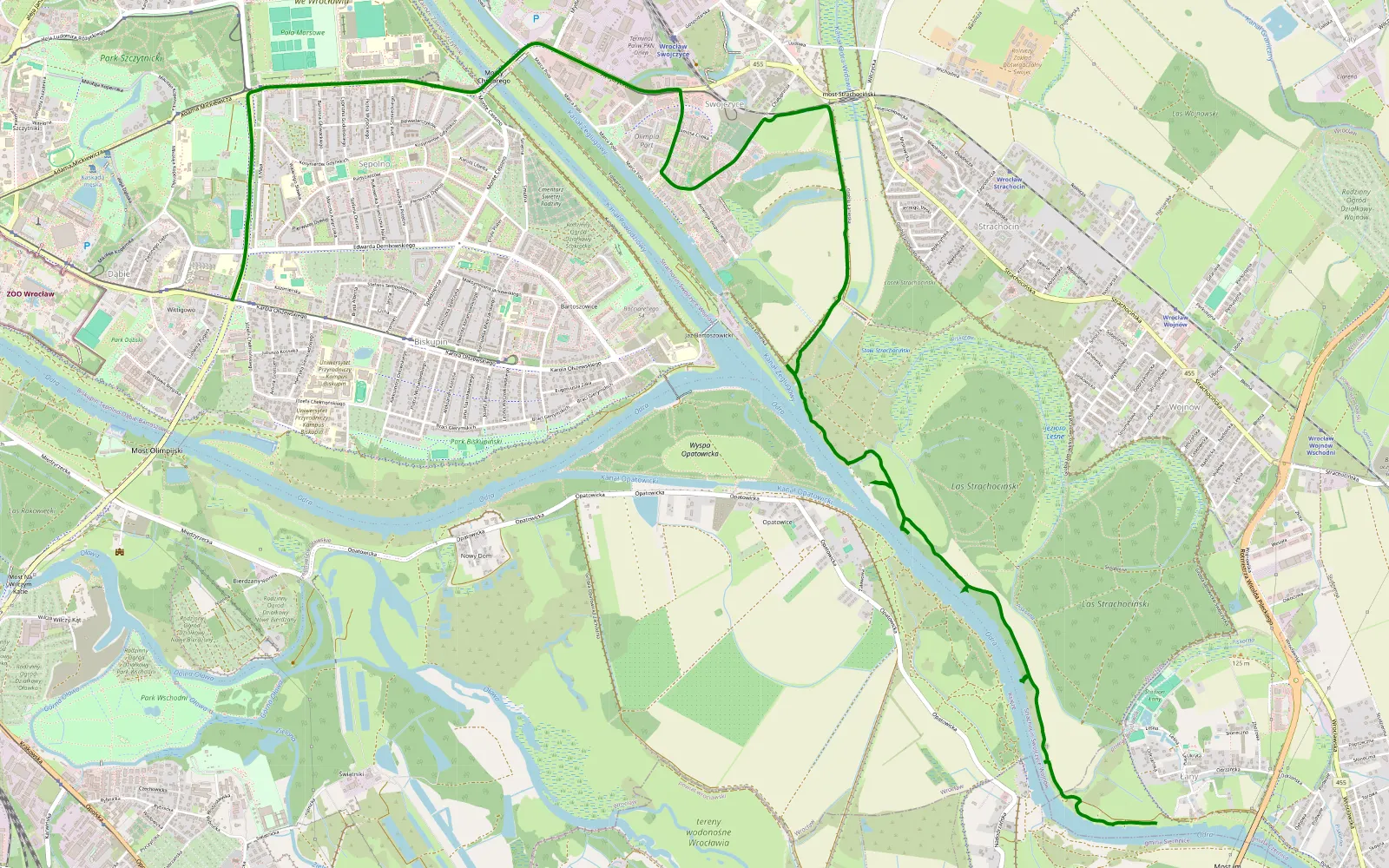 Mapa trasy Las Strachocinski - 6 km trasy offroad, Wrocław