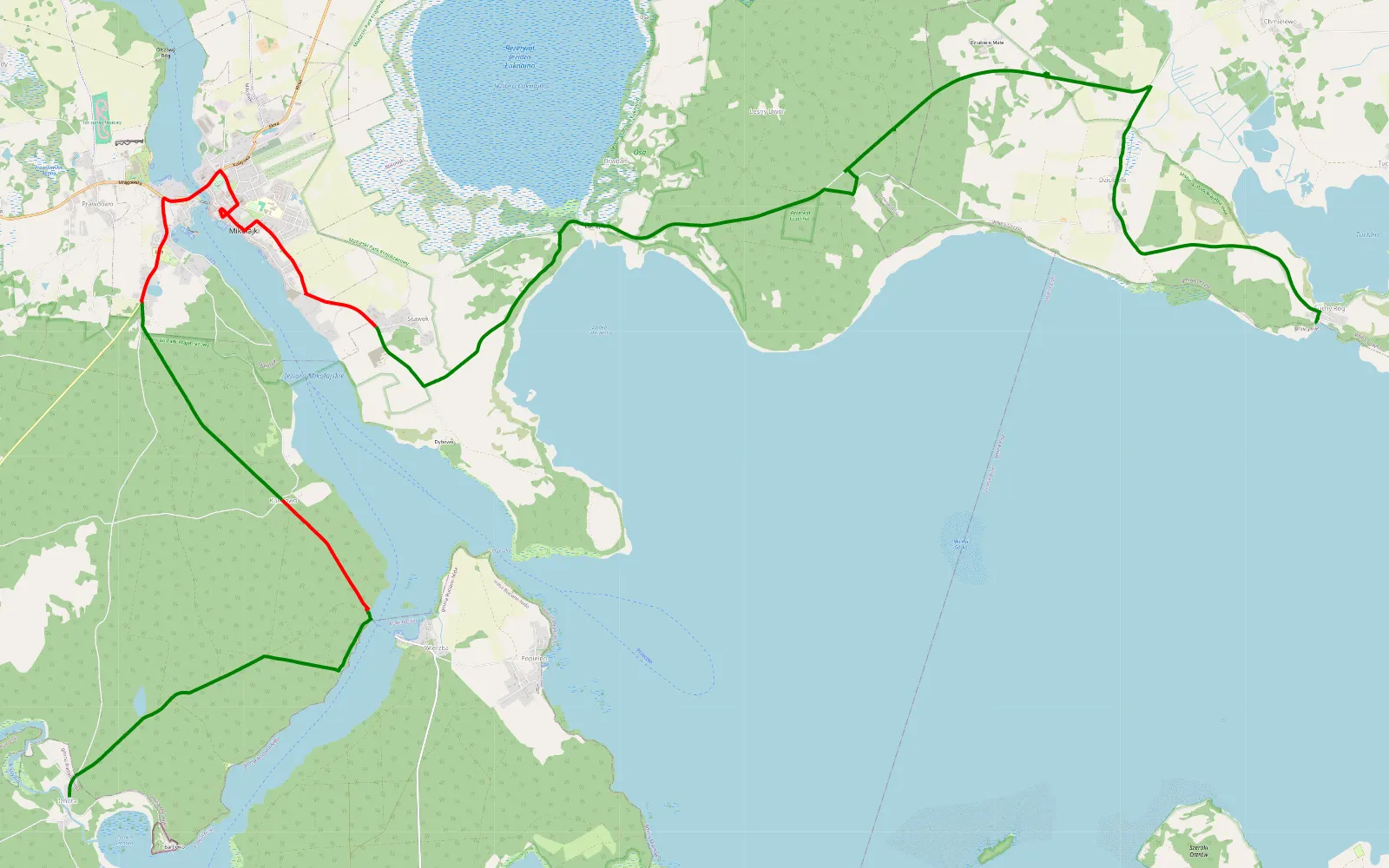 Map of Suchy Róg - Iznota - 25.7 km offroad trail, Mrągowo County