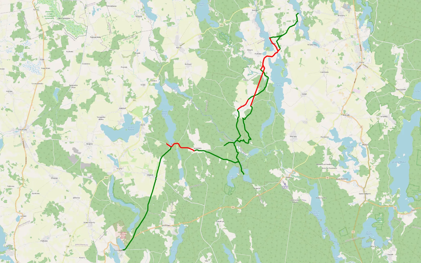 Map of Nn - 47 km offroad trail, Mrągowo County