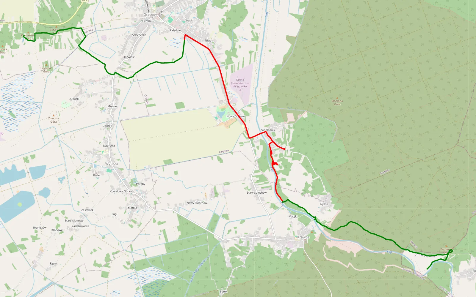 Map of Sokół - Świerczyna - 17.2 km offroad trail, Tarnobrzeg County