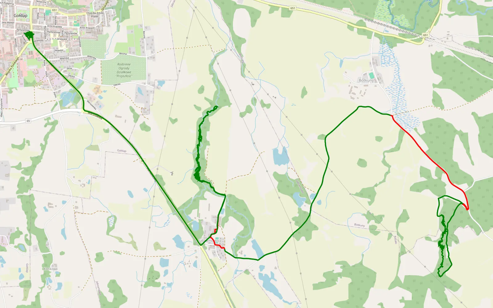 Map of Botkuny - Gołdap - 17.9 km offroad trail, Gołdap County