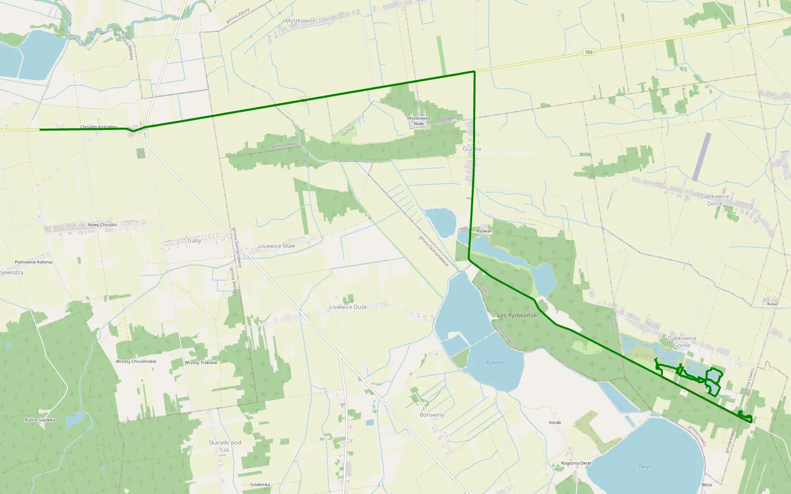 Mapa trasy Dąbkowice - Piotrowice - 6.3 km trasy offroad, Powiat Łowicki