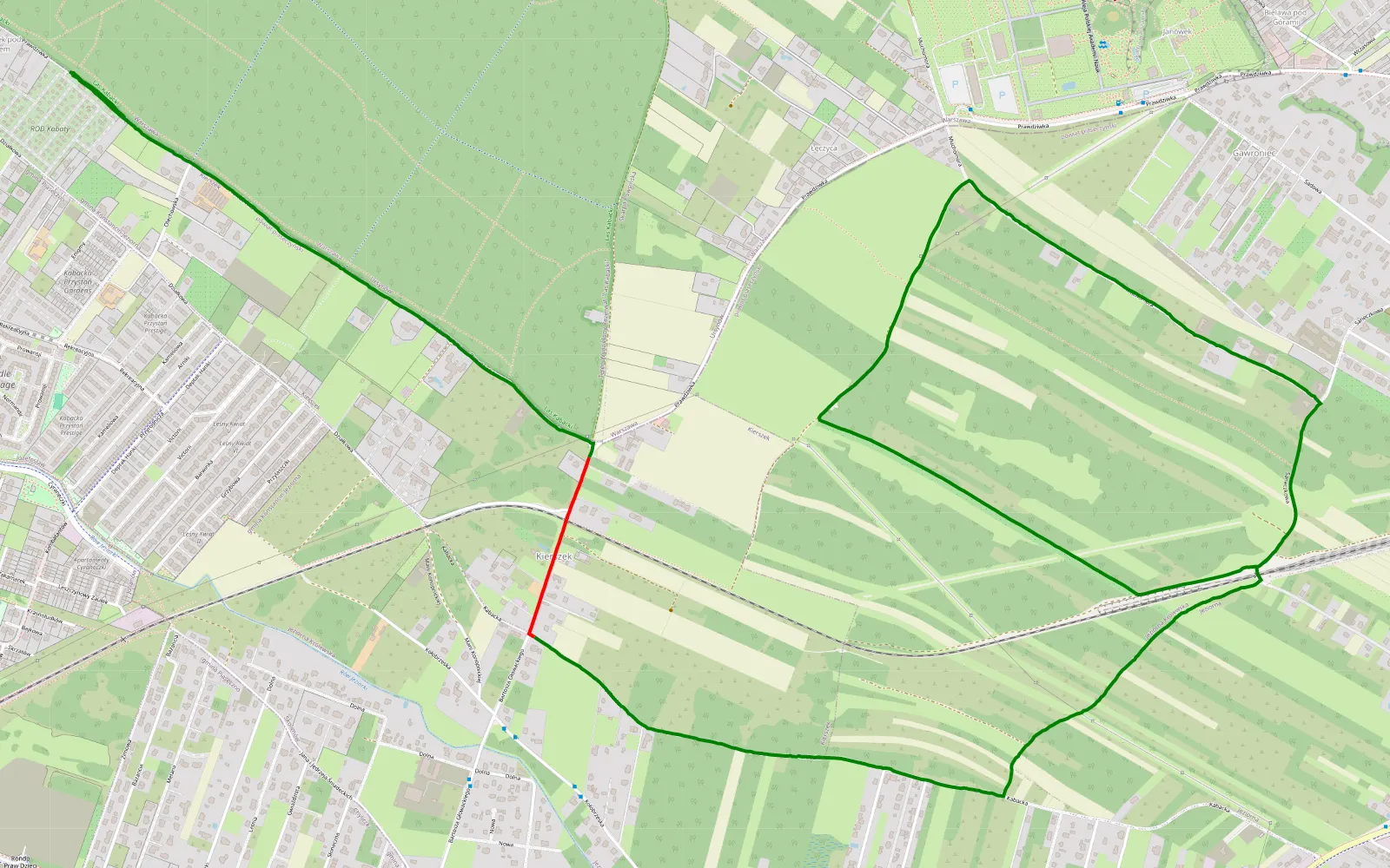 Map of Józefosław - Gawroniec Janówek - 7.7 km offroad trail, Piaseczno County