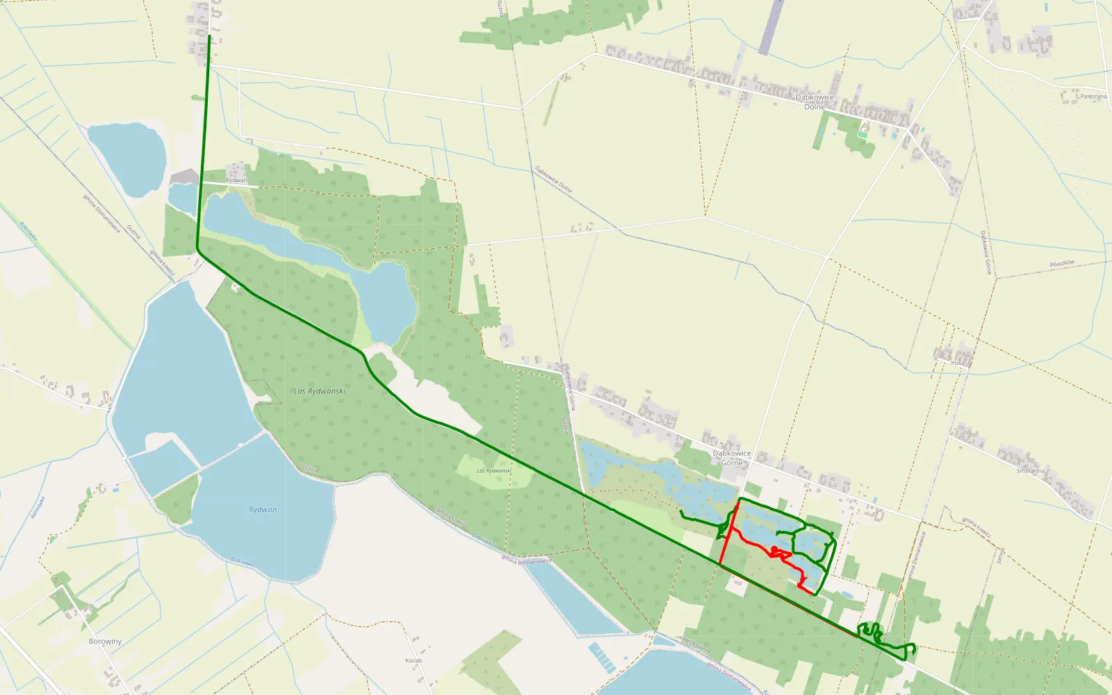 Mapa trasy Dąbkowice - Guźnia - 7.2 km trasy offroad, Powiat Łowicki