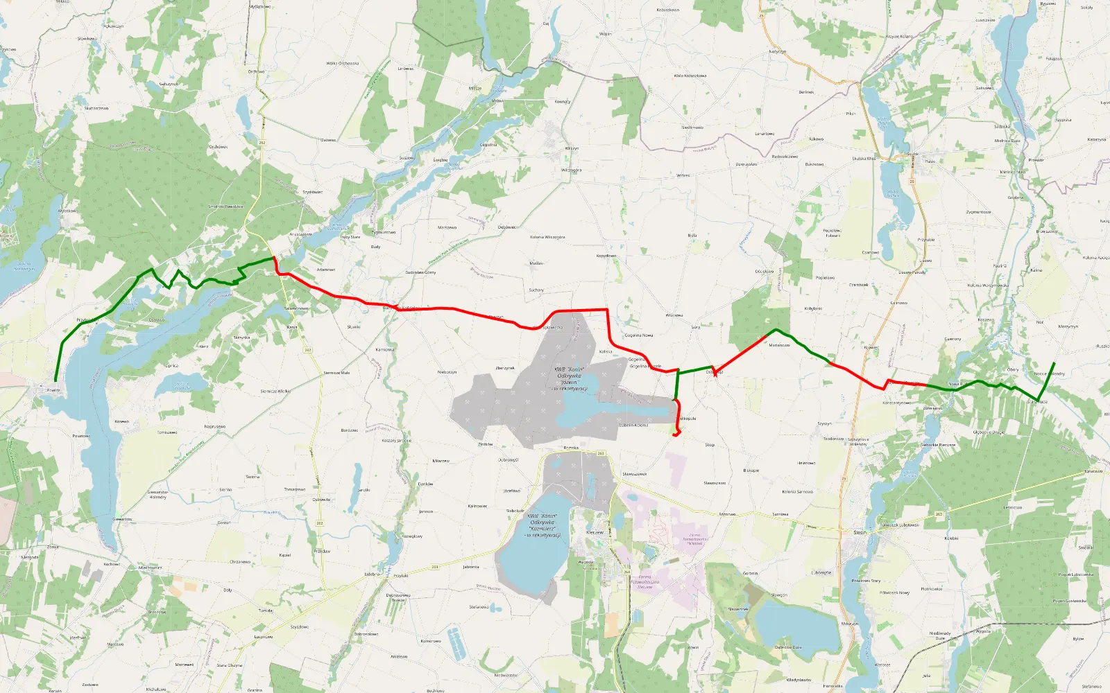 Map of Morzyczyn - Powidz - 36.6 km offroad trail, Konin County