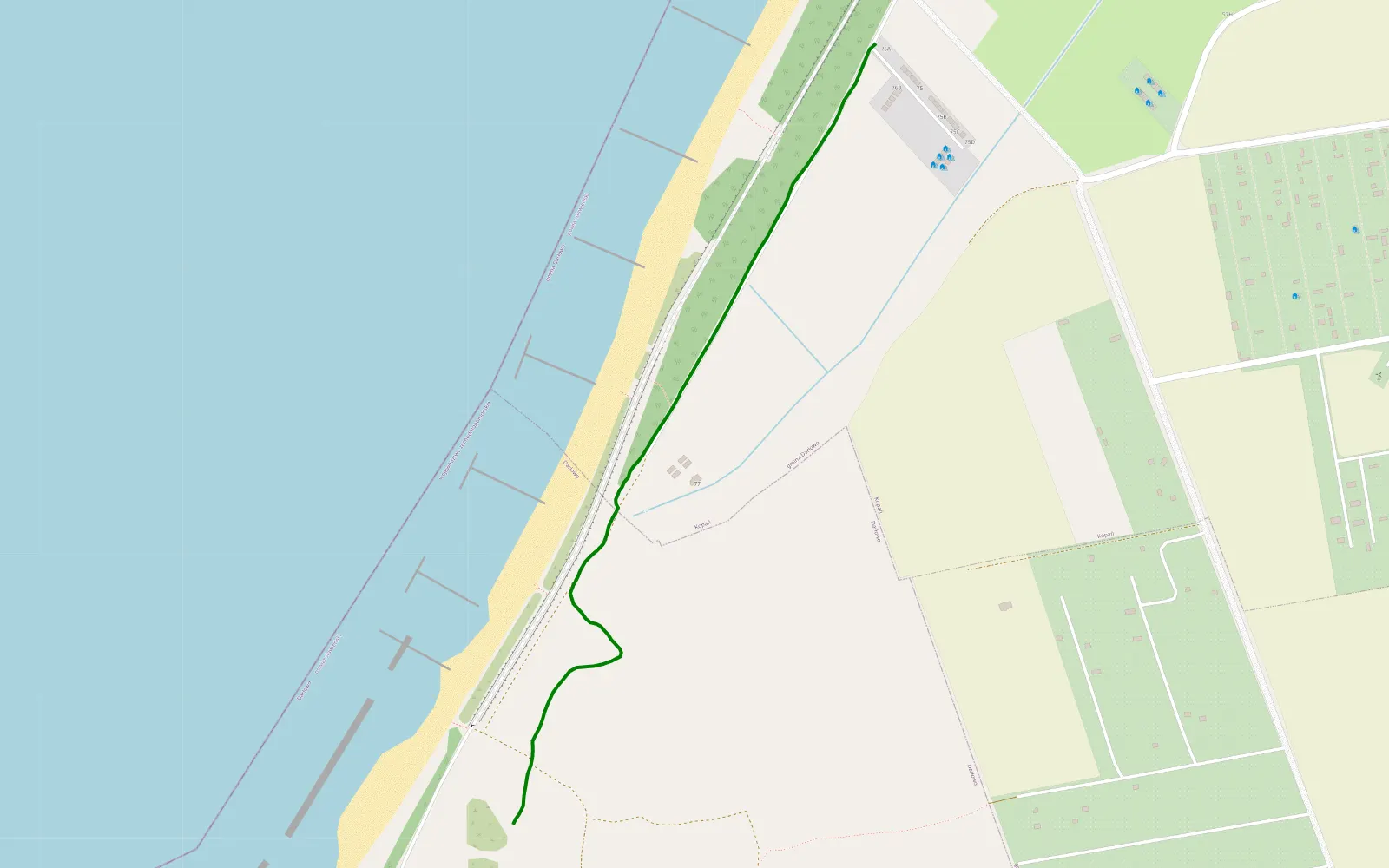 Mapa trasy Jajtowa trasa wzdłuż morza - 1.2 km trasy offroad, Powiat Sławieński