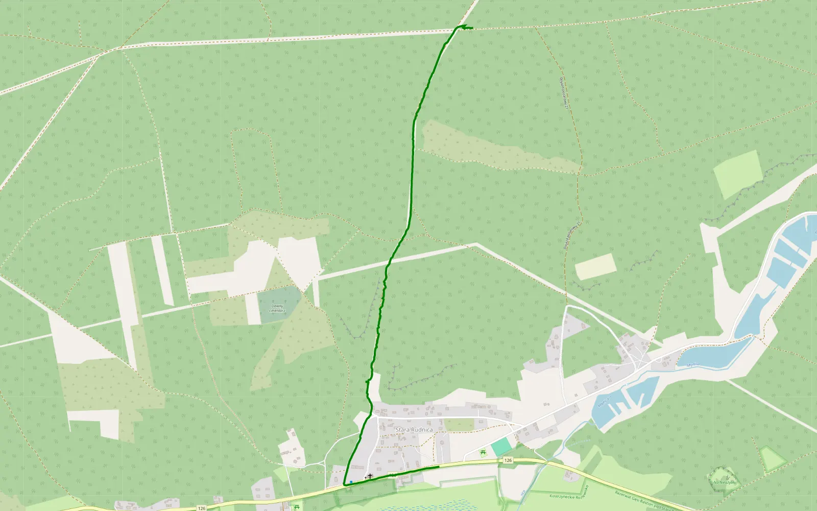 Map of Stara Rudnica - 1.7 km offroad trail, Gryfino County