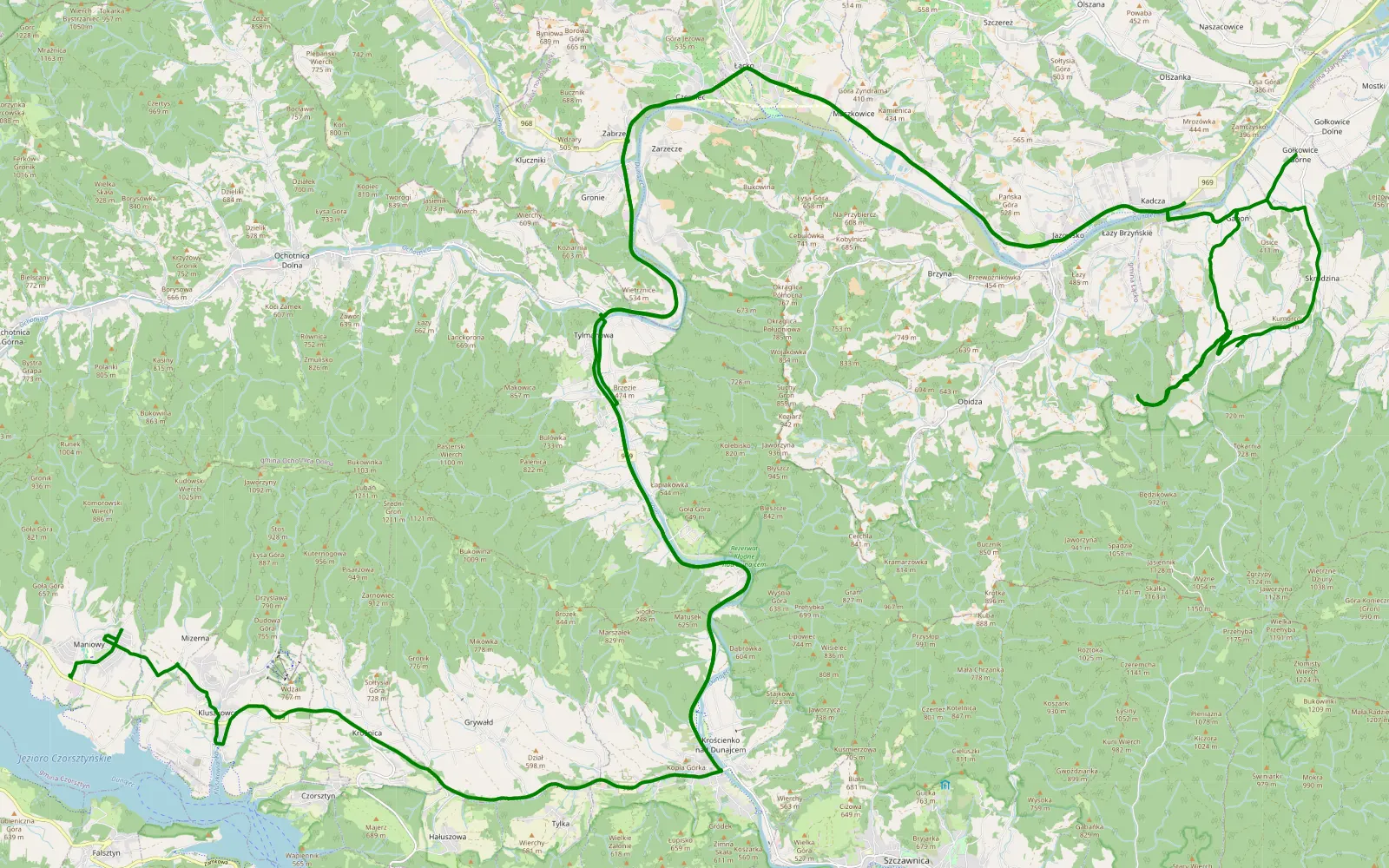 Map of Maniowy - Krościenko nad Dunajcem - 2.6 km offroad trail, Nowy Sącz County