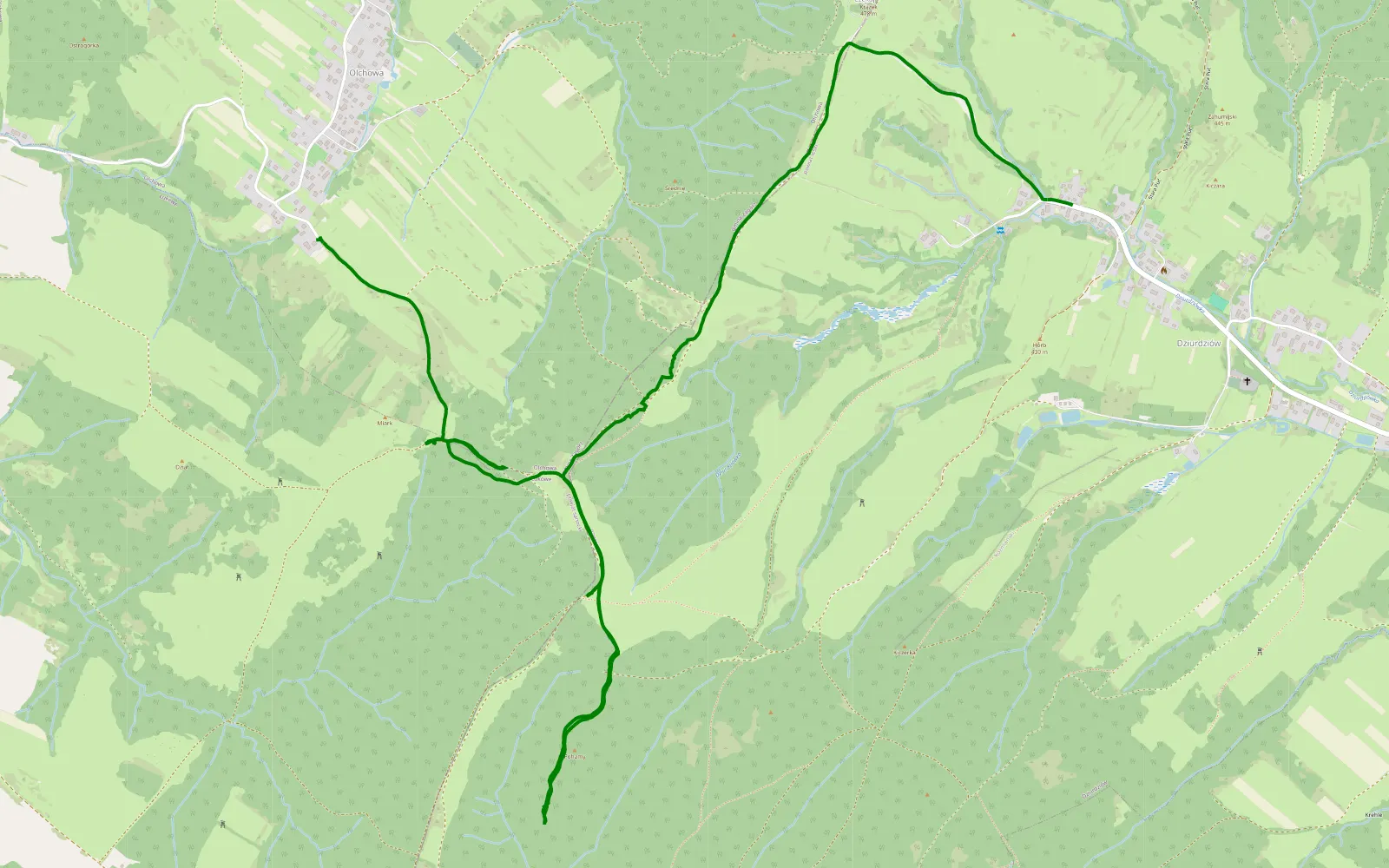 Map of Olchowa - Dziurdziów - 6.1 km offroad trail, Lesko County