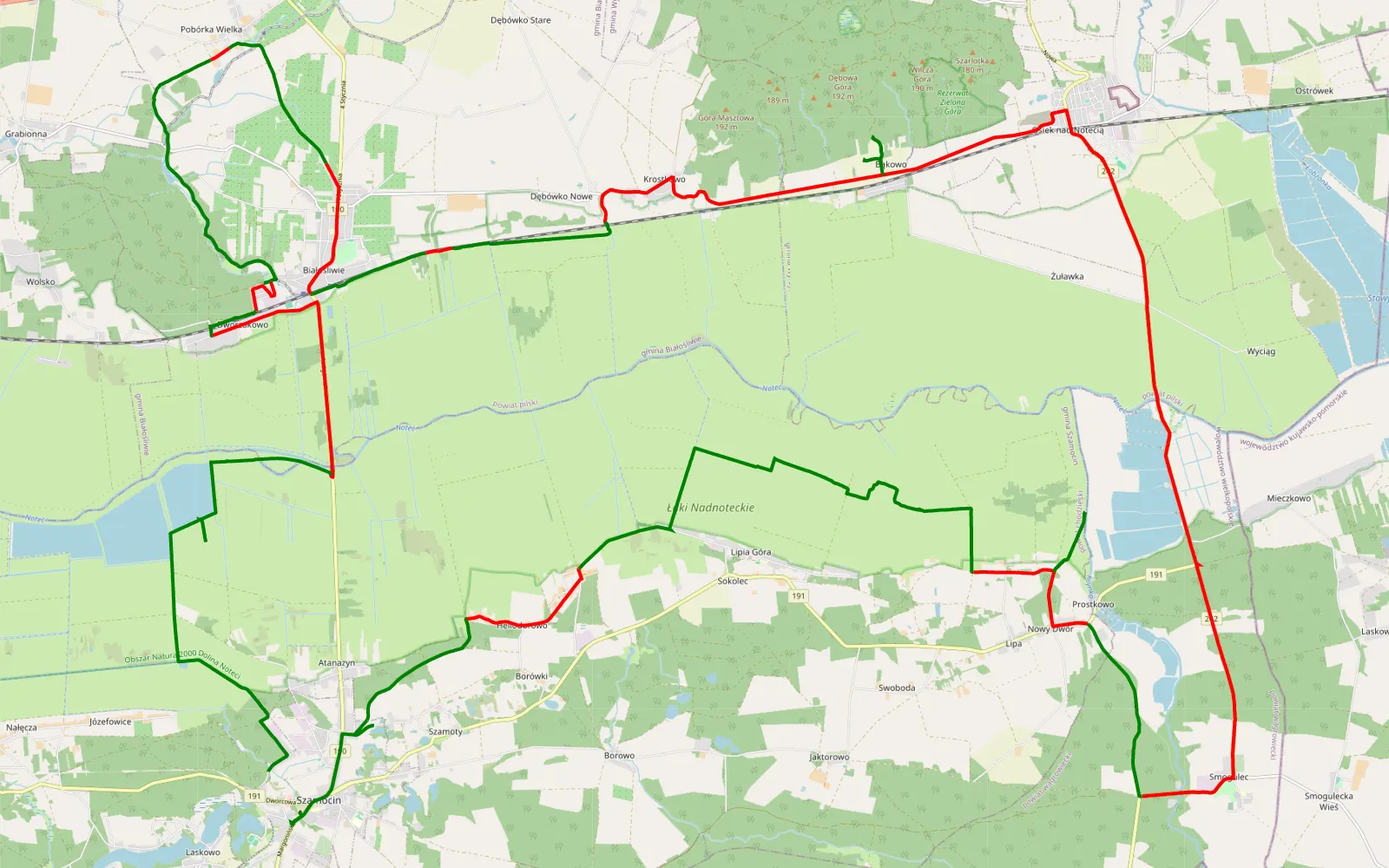 Map of Szamocin - Szamocin Wieś - 71.9 km offroad trail, Chodzież County