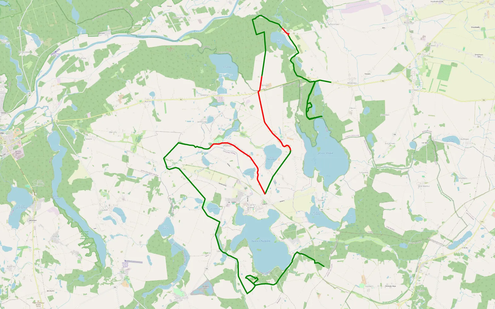 Map of Chrzypsko Małe - Kłodzisko - 20.9 km offroad trail, Szamotuły County