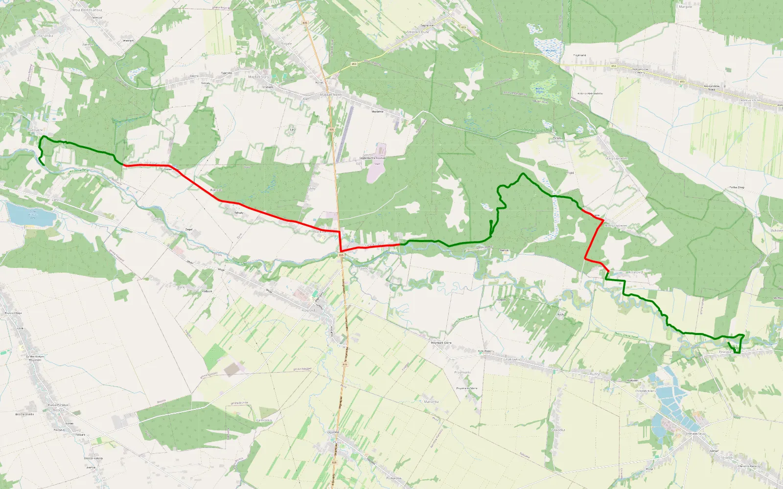 Map of Roztocze - dzień 2 - 24 km offroad trail, Biłgoraj County