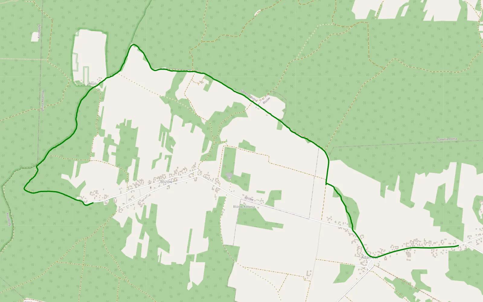 Map of Adamów - Blizów - 5.5 km offroad trail, Zamość County