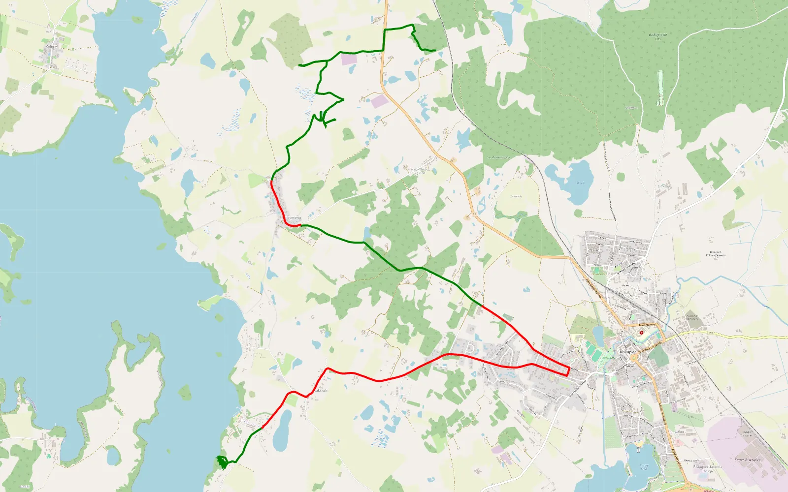 Map of Bukowa Góra - Nasy - 17.3 km offroad trail, Olsztyn County