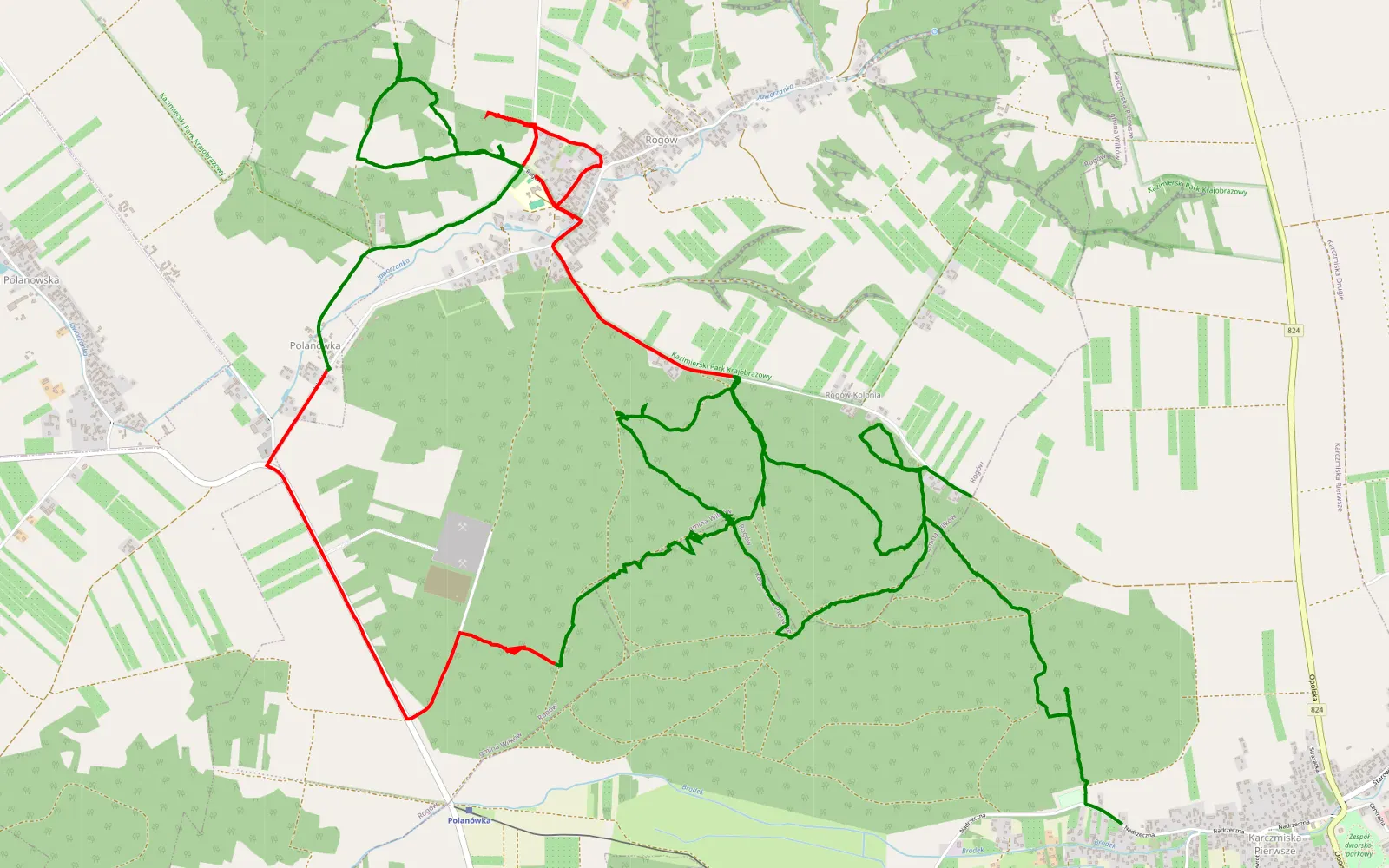 Map of Karczmiska - 19.5 km offroad trail, Opole Lubelskie County