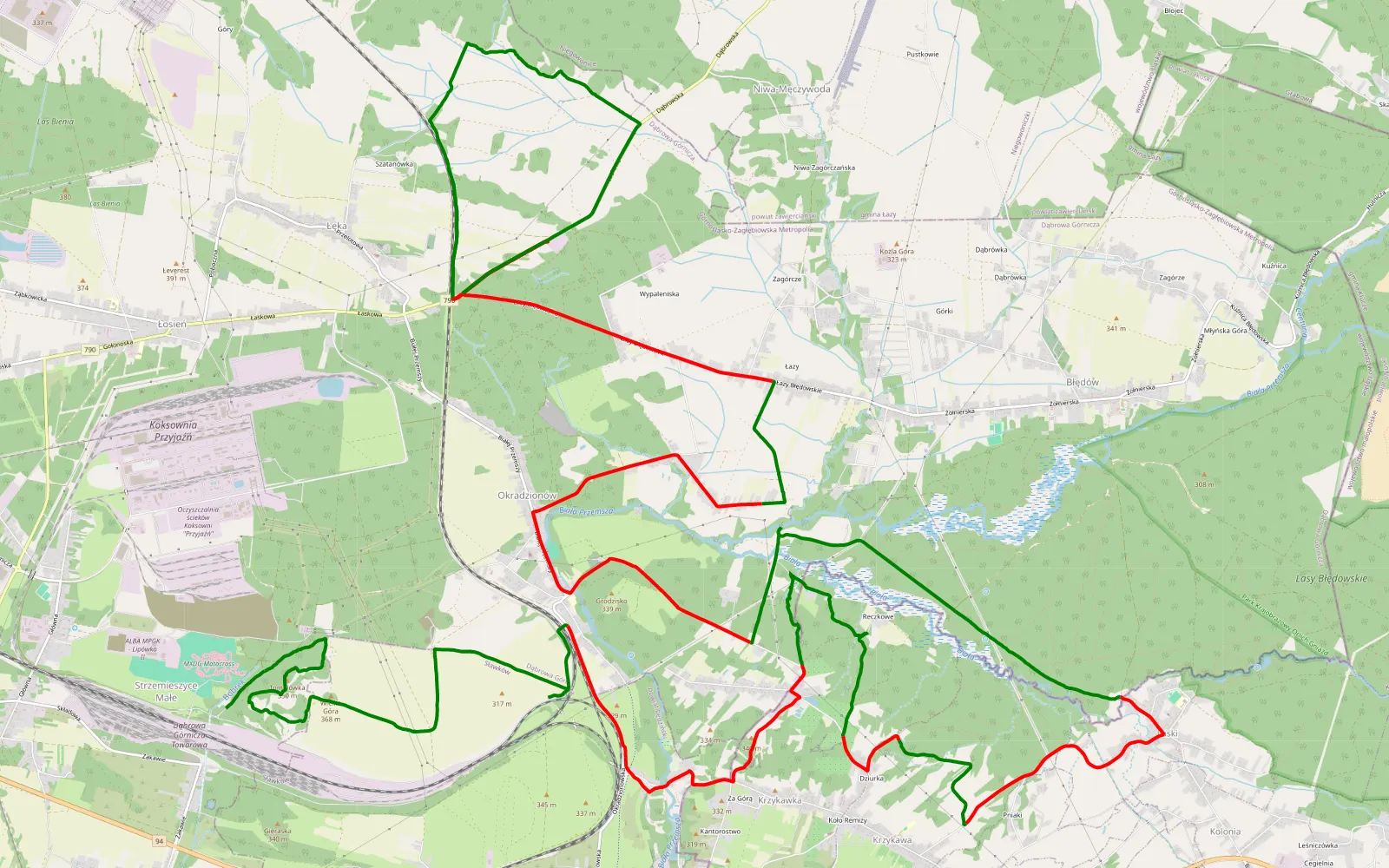 Mapa trasy Ttt - 42.1 km trasy offroad, Dąbrowa Górnicza
