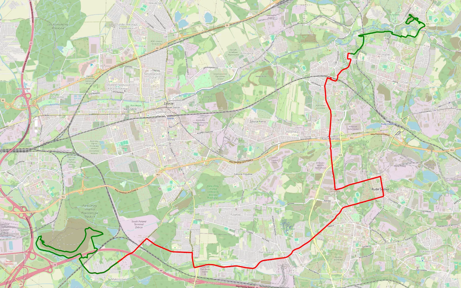 Map of 'Ustawka patriotyczna 2025' - 29.6 km offroad trail, Zabrze