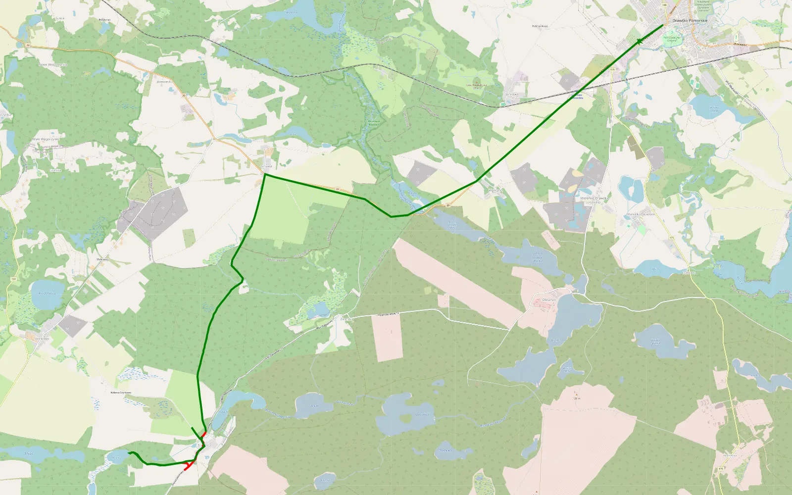 Map of Drawsko Pomorskie - Studnica - 8 km offroad trail, Stargard County