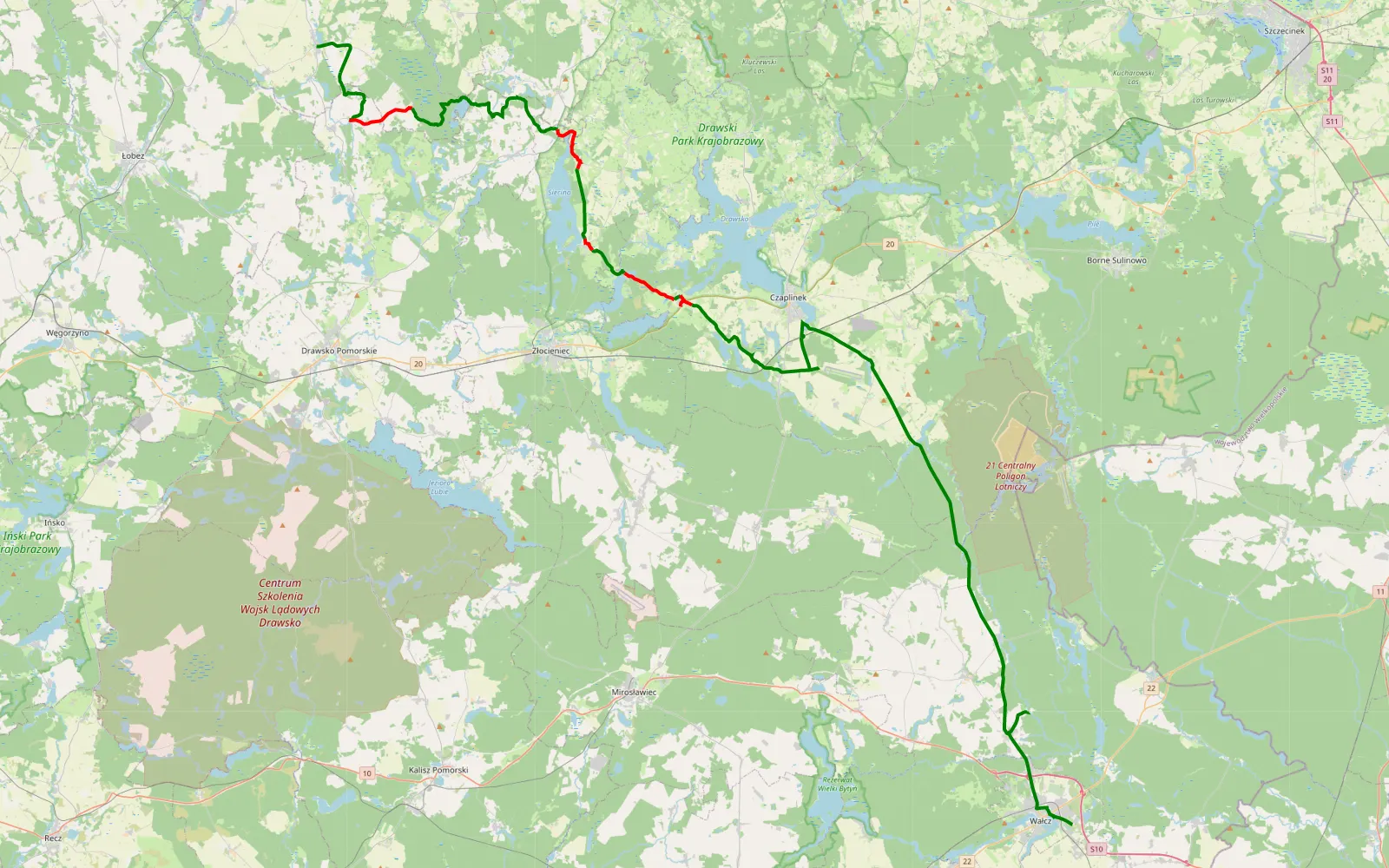 Map of Trasa pełną atrakcji - 55.2 km offroad trail, Drawsko County