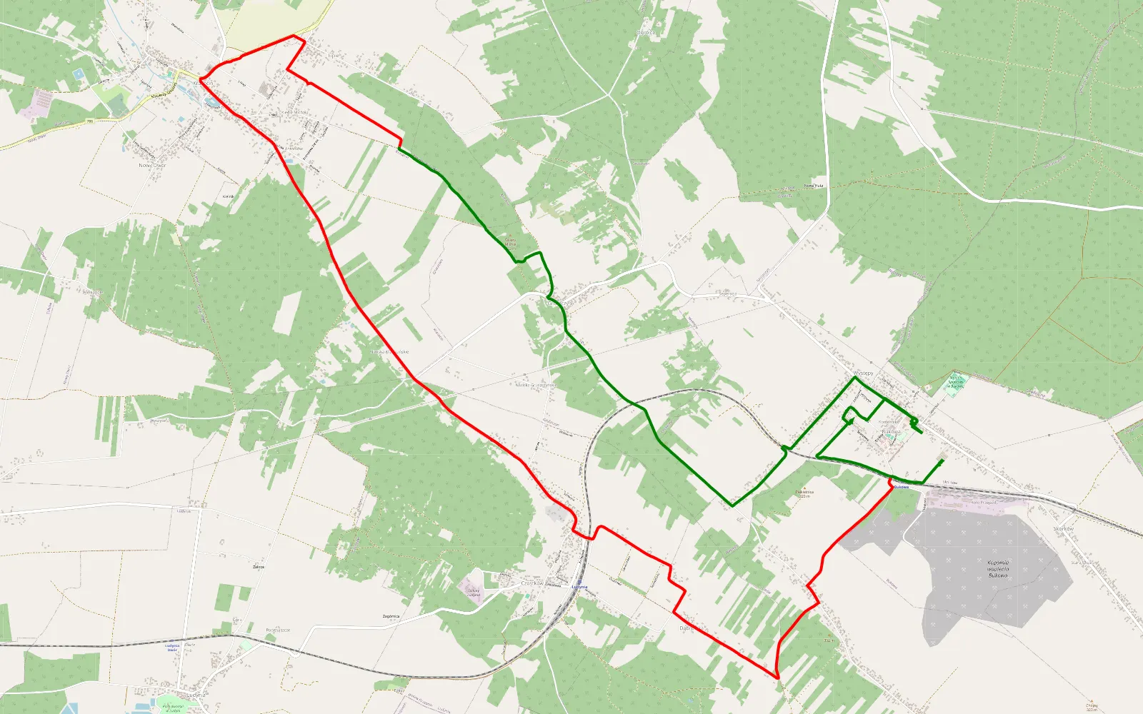 Map of Występy - 15.1 km offroad trail, Włoszczowa County