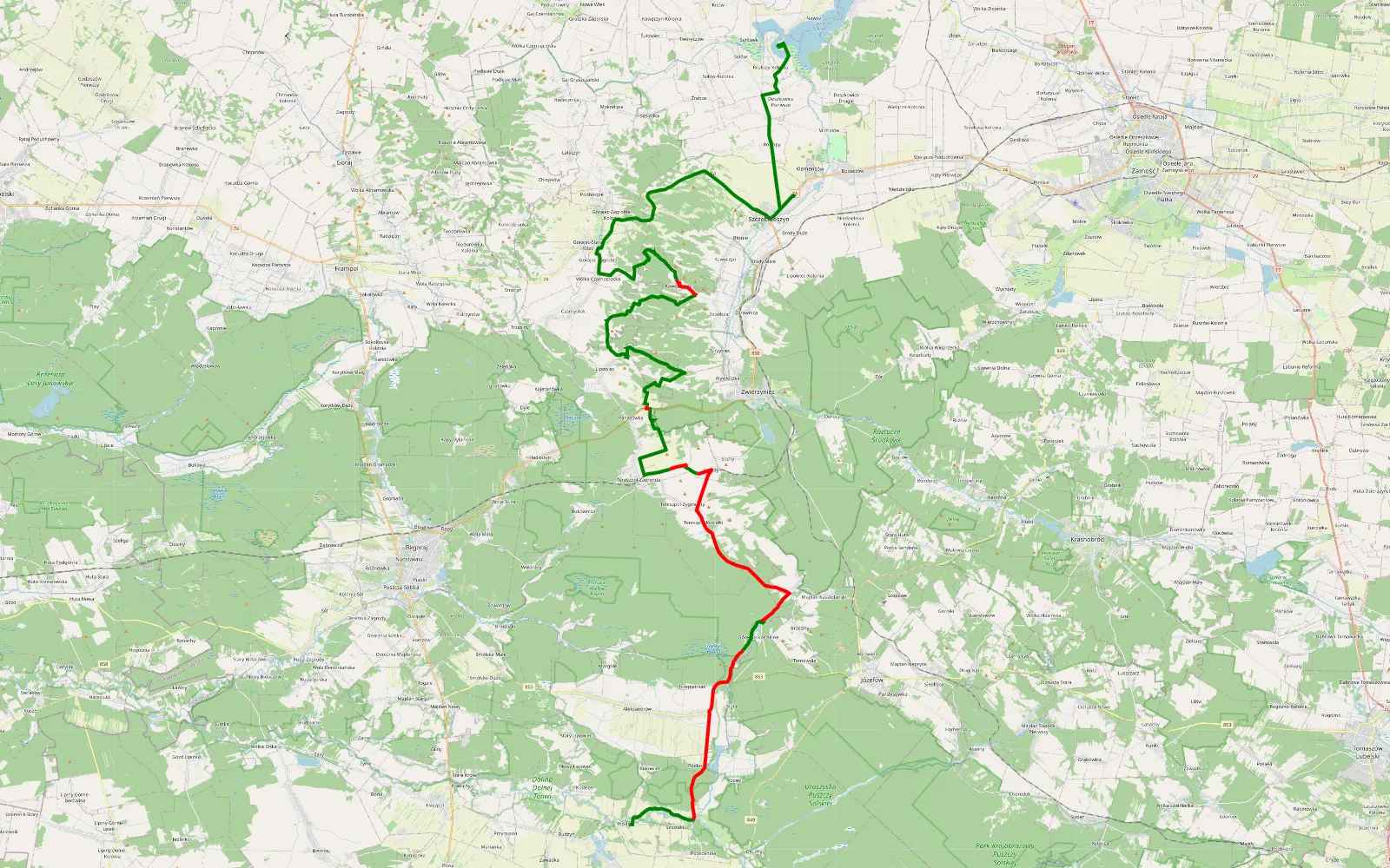Map of Roztocze - dzień 3 - 60.2 km offroad trail, Biłgoraj County