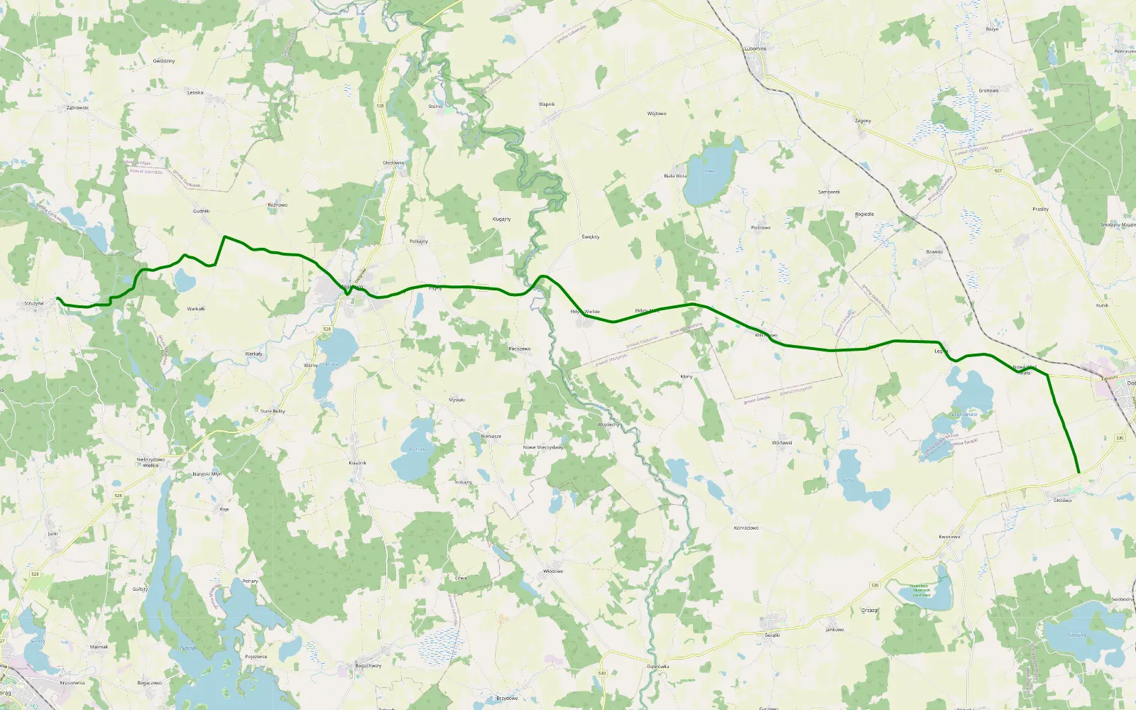 Map of Strużyna - Głotowo - 4.9 km offroad trail, Ostróda County