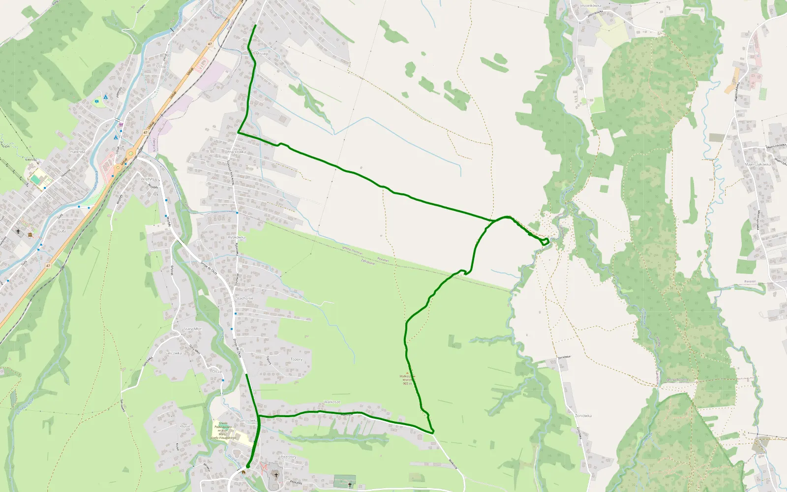 Map of Olcza - Poronin - 3.4 km offroad trail, Tatra County