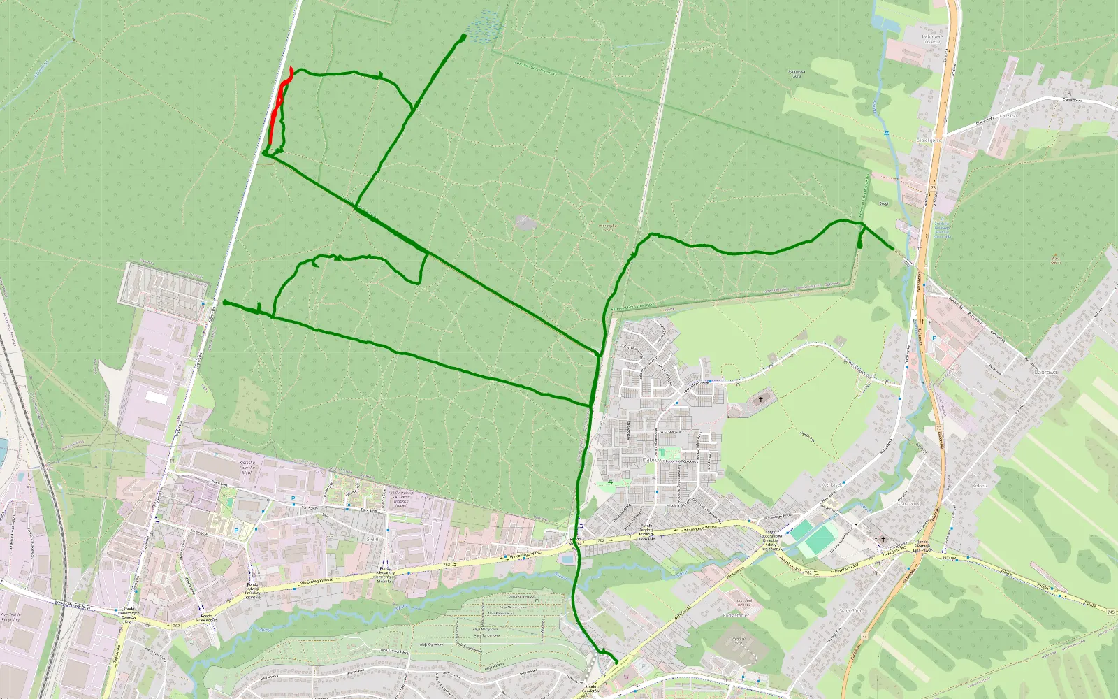 Map of Dąbrowa las - 11.2 km offroad trail, Kielce County