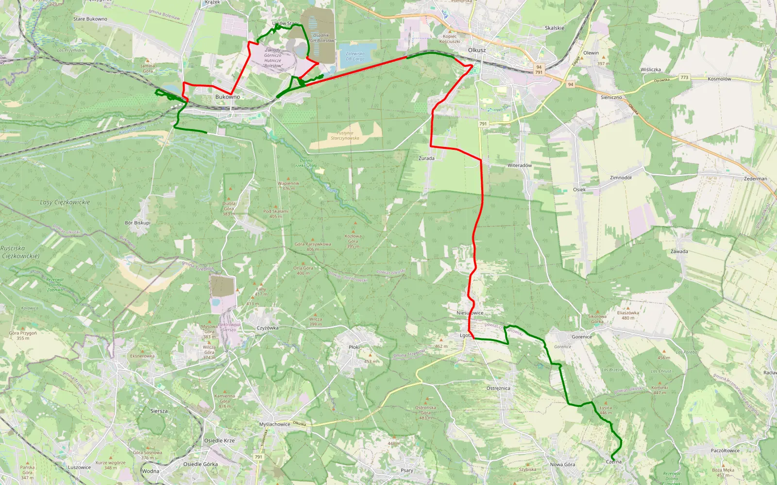 Mapa trasy Fajny wyjazd 15.09.2024 - 38.2 km trasy offroad, Powiat Olkuski