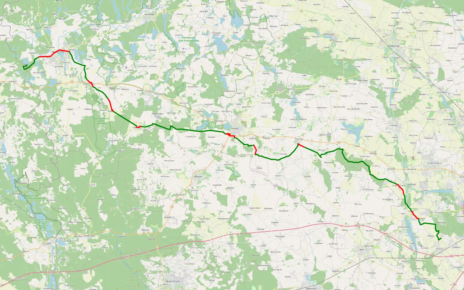 Mapa trasy Muchocin - Dopiewo by Miki - 82.2 km trasy offroad, Powiat Szamotulski