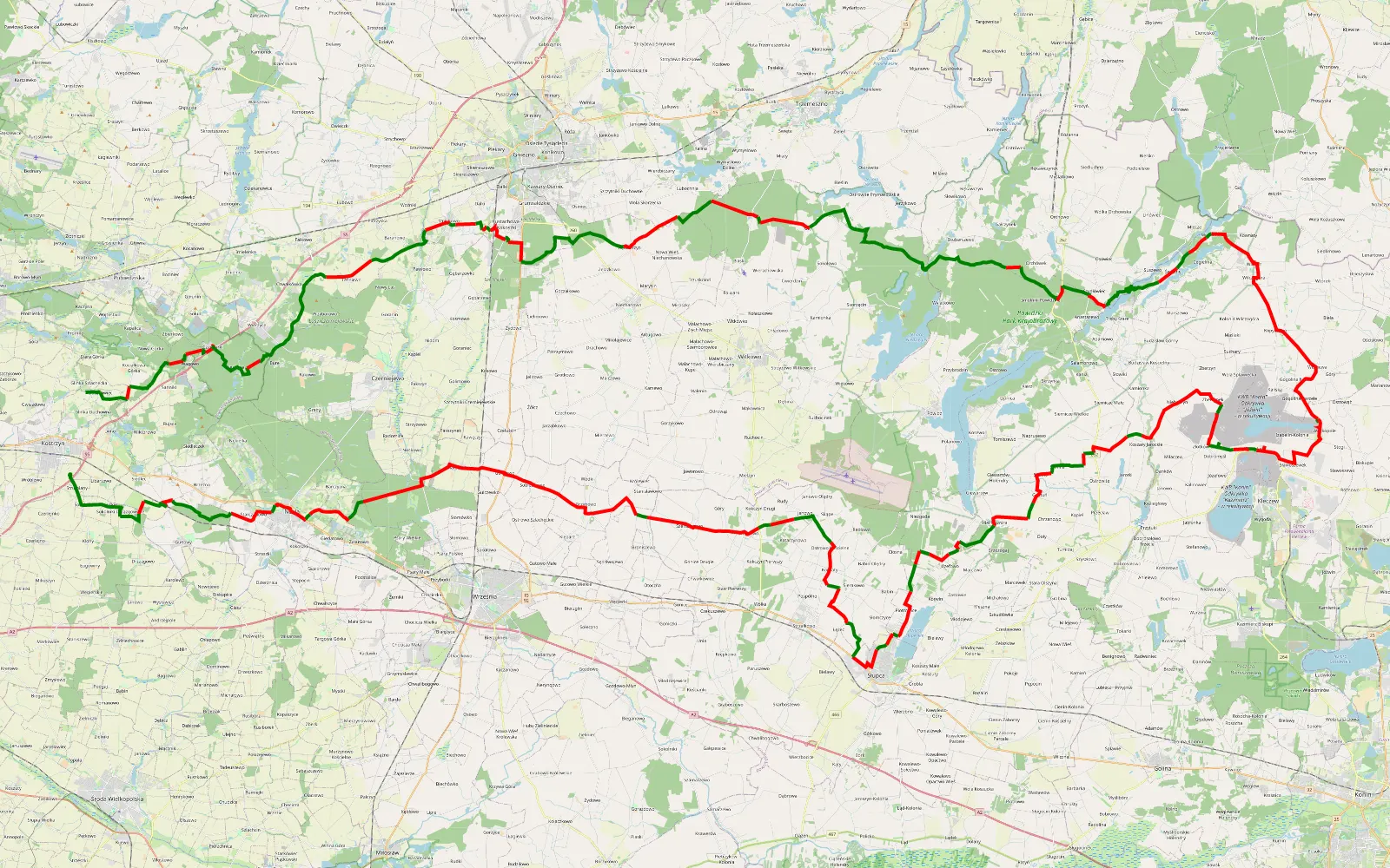 Mapa trasy Glinka Szlachecka - koparka Dolores - Kostrzyn by Miki - 194.2 km trasy offroad, Powiat Słupecki