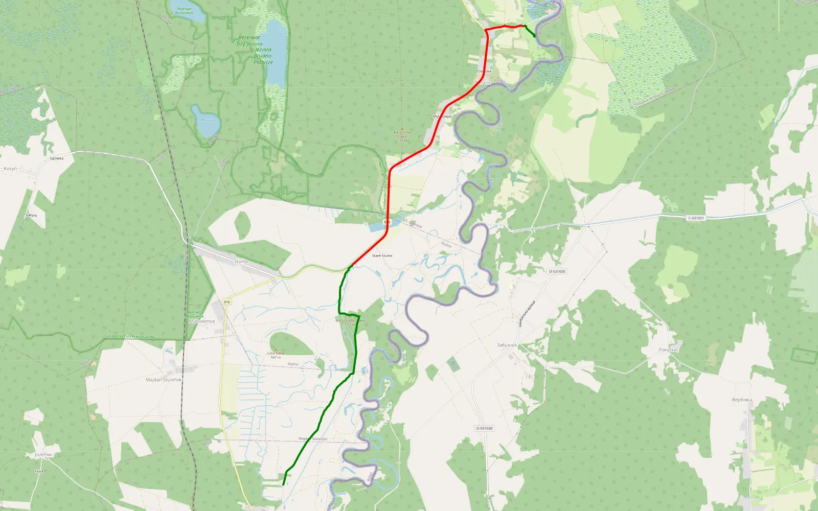Map of A — 10.7 km offroad trail, Włodawa County