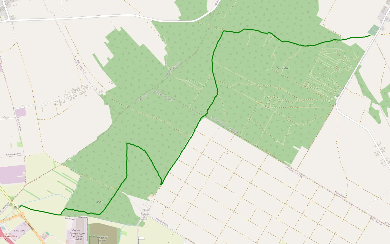 Mapa trasy Zlot Jeep KK vol.2 - 8 km trasy offroad, Powiat Janowski