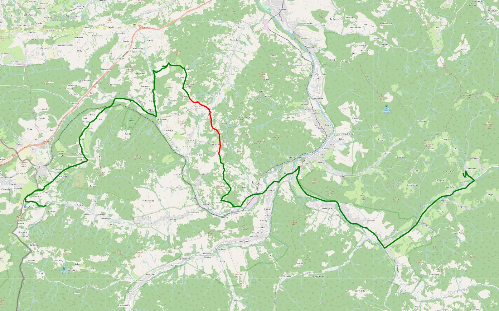 Map of 5.3 km Offroad Trail, Żywiec County - 5.3 km offroad trail, Żywiec County