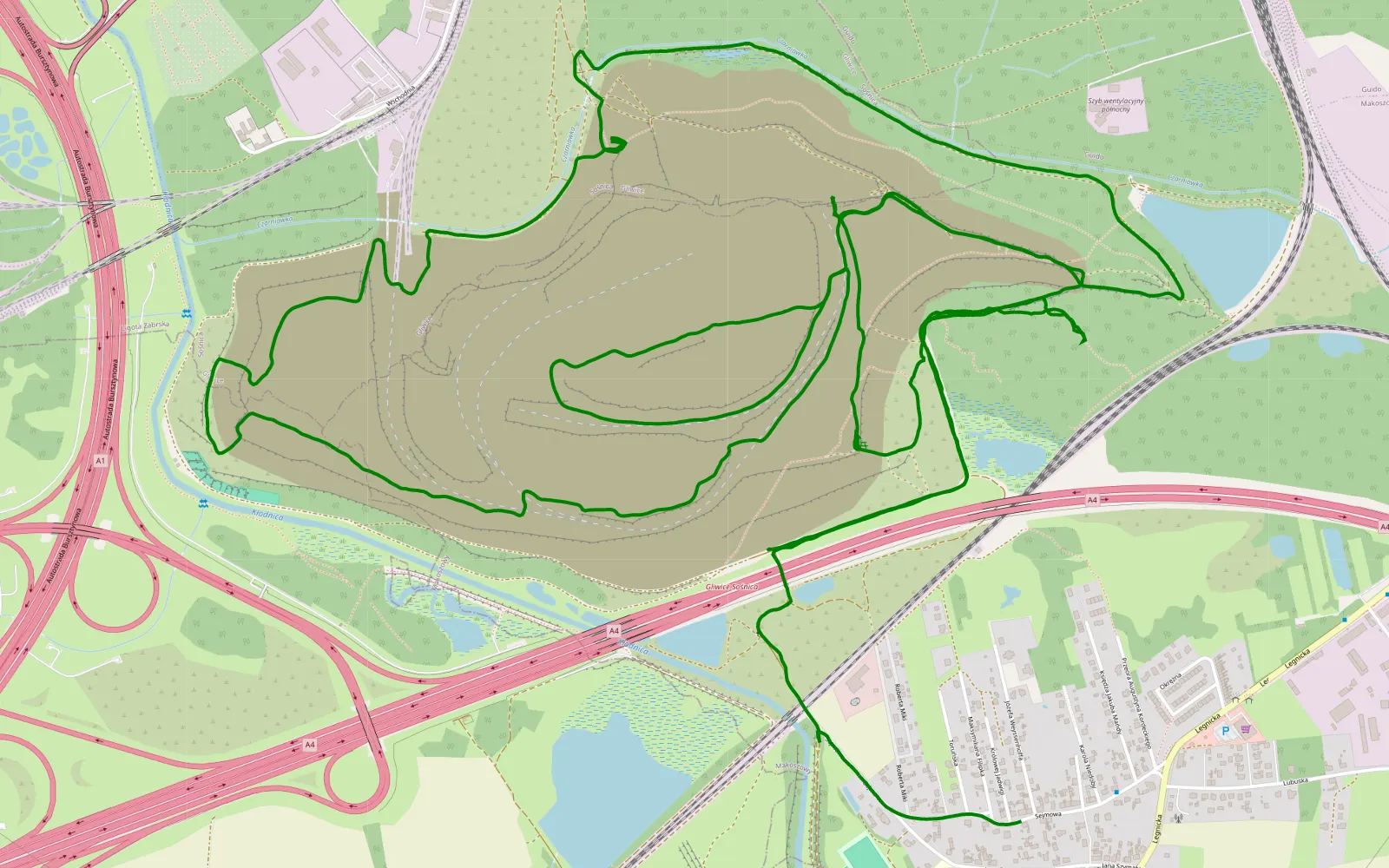 Map of Makoszowy - 13.2 km offroad trail, Zabrze