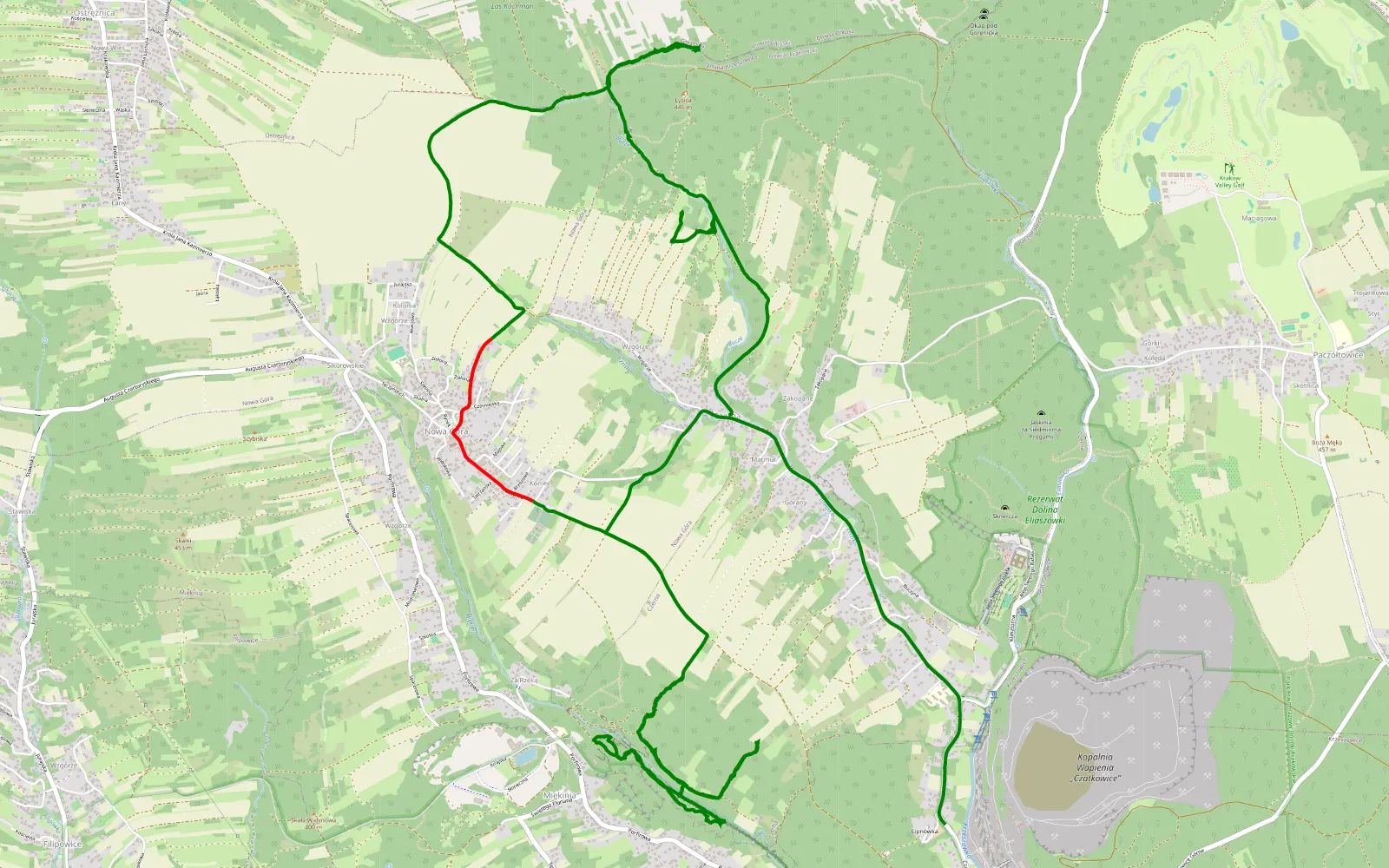 Mapa trasy Jura szczęśliwa 3 - 15.8 km trasy offroad, Powiat Krakowski