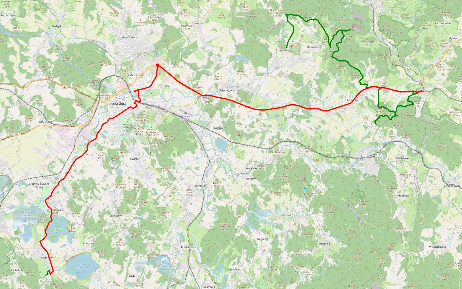 Map of Chałupy - Podgórzyn - 53.7 km offroad trail, Karkonosze County