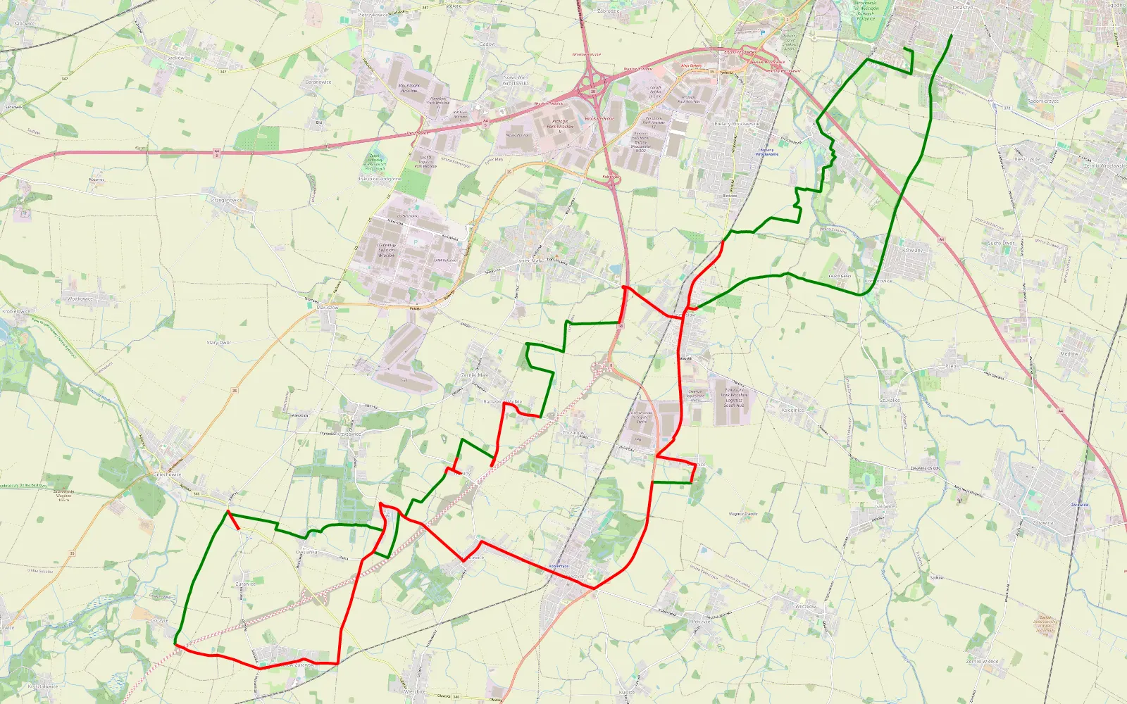 Map of Wysoka - Wysoka - 41.2 km offroad trail, Wrocław County