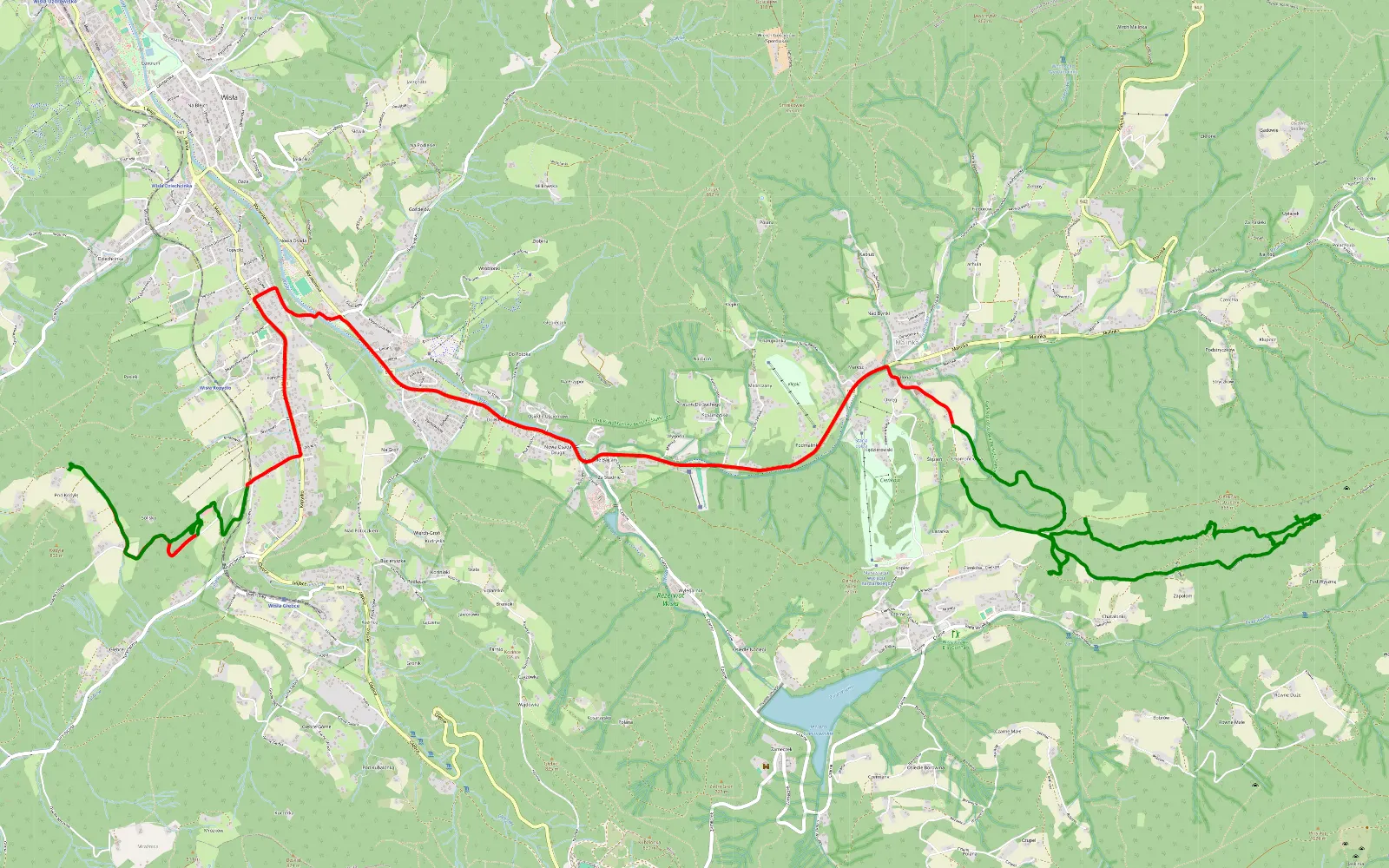 Map of Czarne - Głebce - 18.9 km offroad trail, Cieszyn County