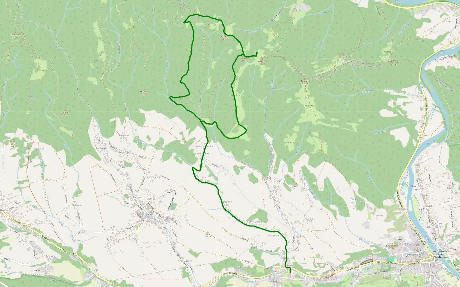 Map of Pietjebell - 8.2 km offroad trail, Nowy Targ County
