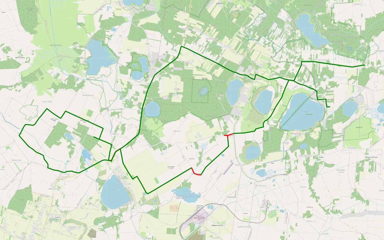 Map of Grabniak - Stare Załucze - 14.9 km offroad trail, Łęczna County