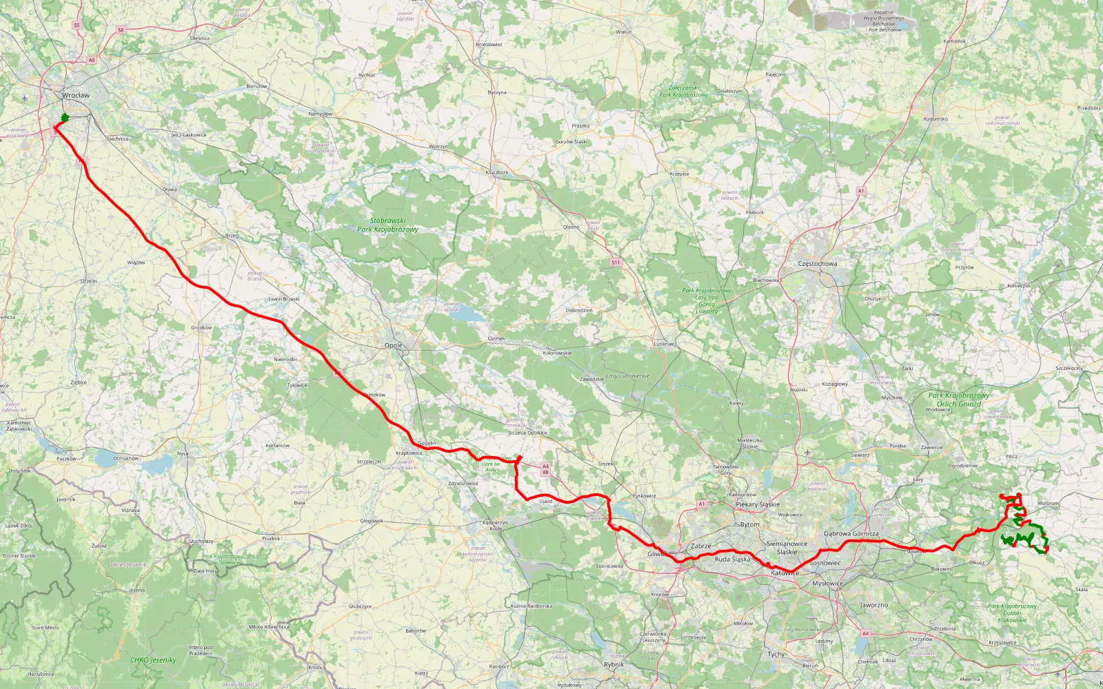 Map of Pojeżdżawka niedzielna - 325.7 km offroad trail, Olkusz County
