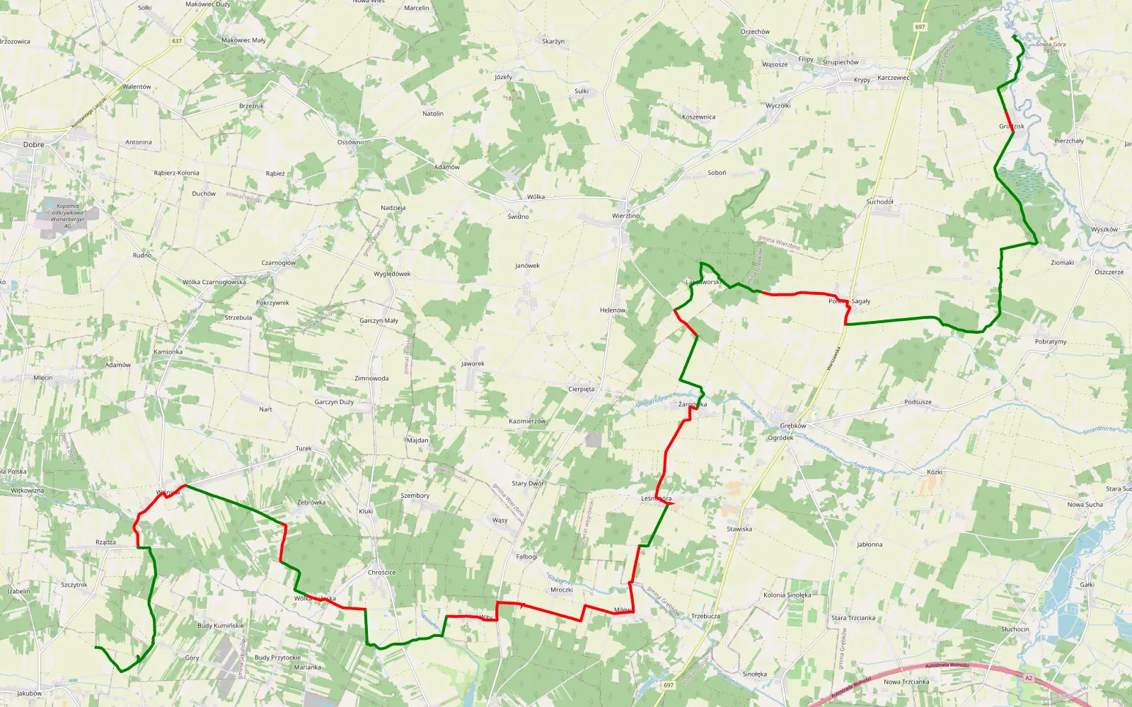 Map of Szczytnik - Jarnice - 41.4 km offroad trail, Węgrów County